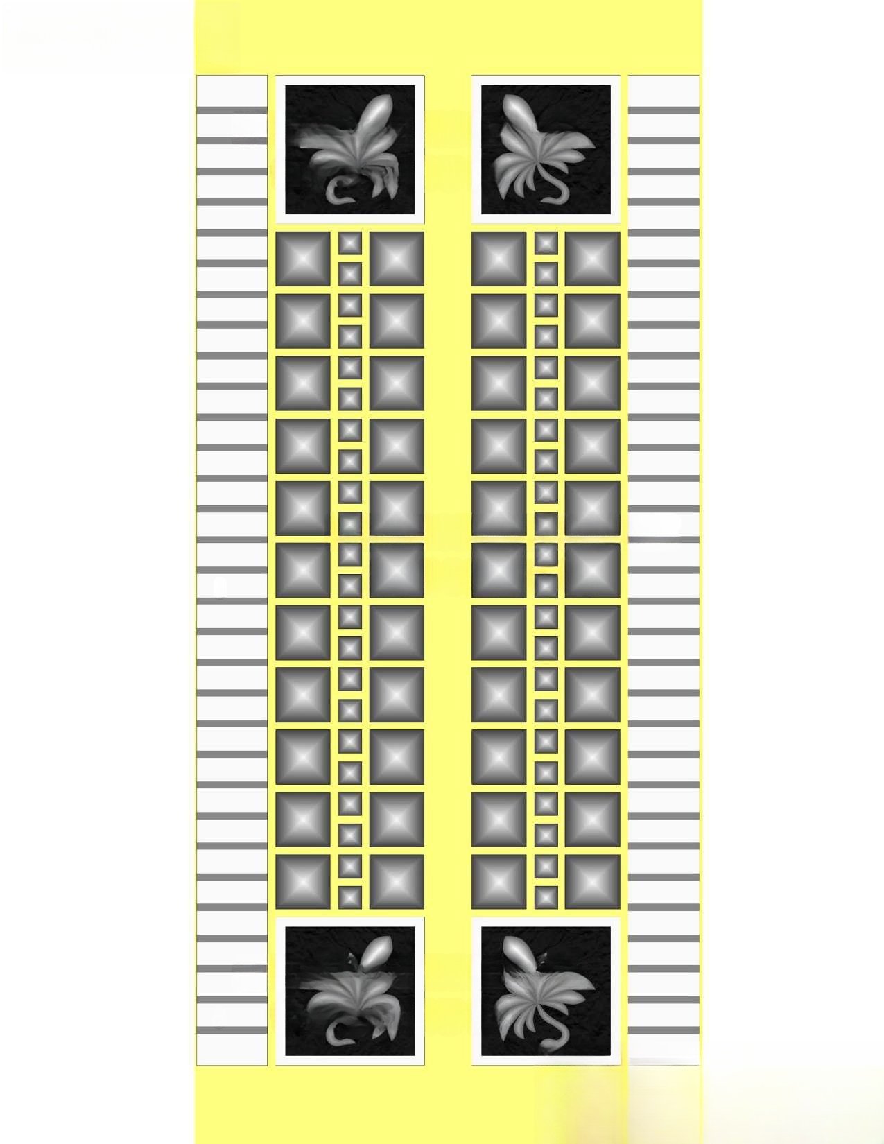 MD - MIX-106 Contemporary Geometric Floral Carved Double Door 3D Model